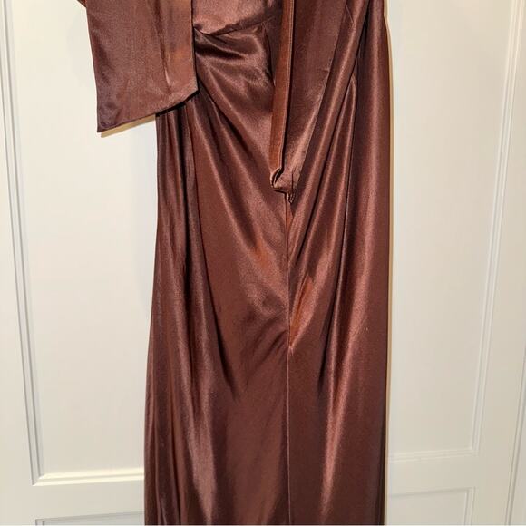 NICHOLAS Galilea High Neck Gold Trim Maxi Dress Espresso 6 - Picture 13 of 16